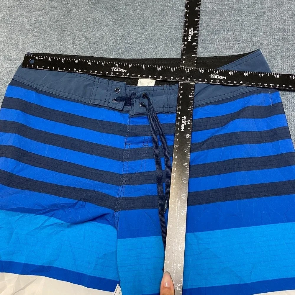Quiksilver Board Shorts Men 34 Blue White Colorblock Surfing Swimwear Drawstring